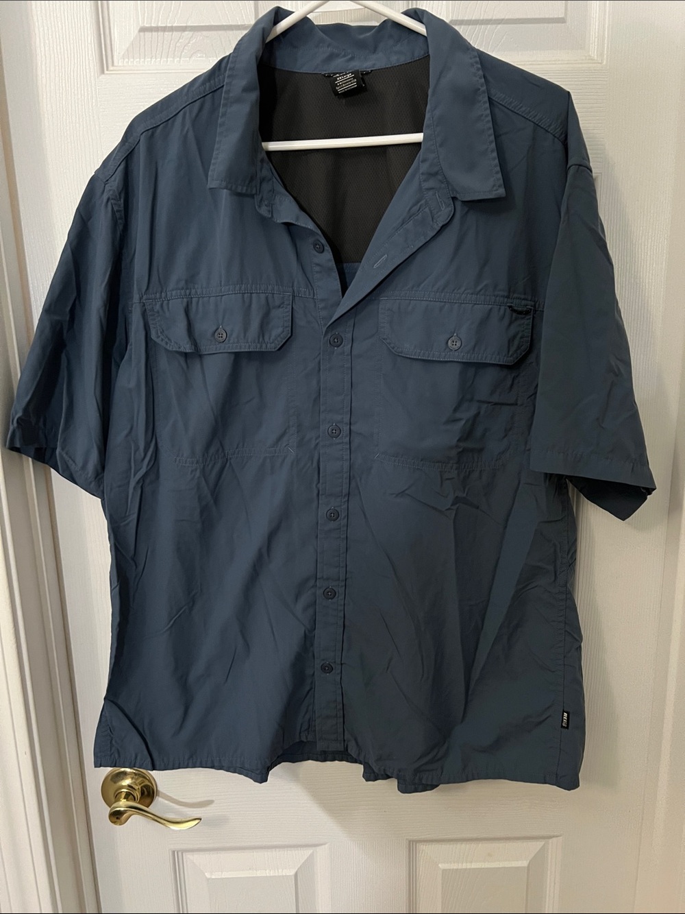 REI Short-Sleeve Button-Down Shirt in Slate Blue